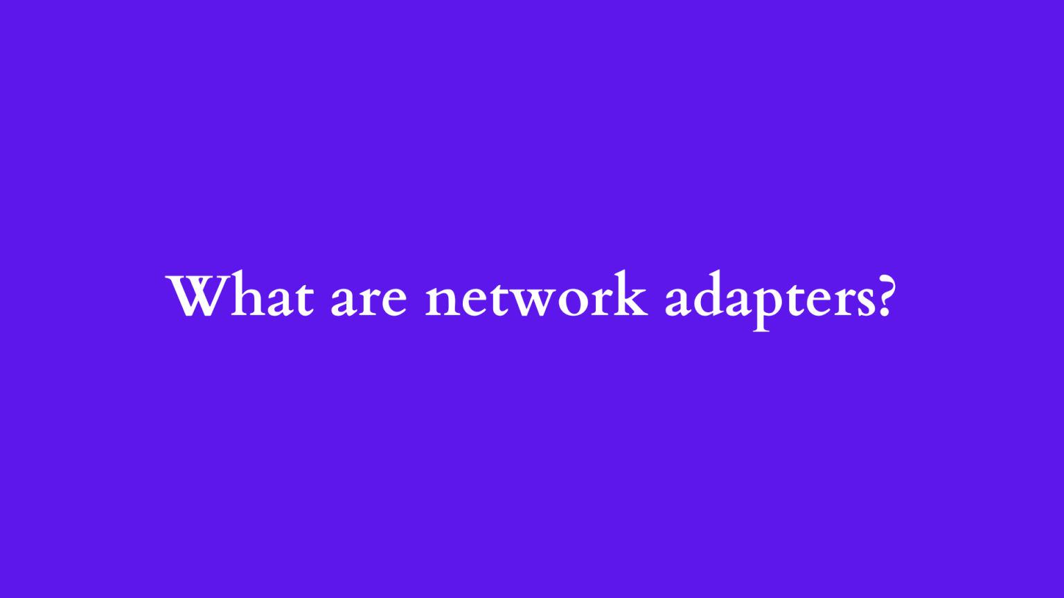 What are network adapters ILIPUTER